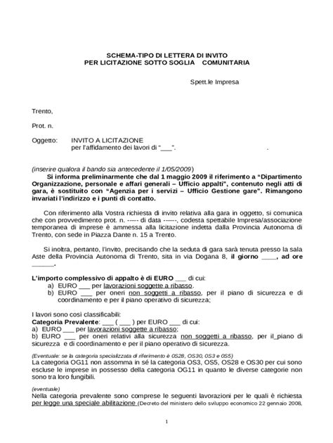 Lettera Di Invito Per La Gara Inale Ex Art Del D Lgs Doc