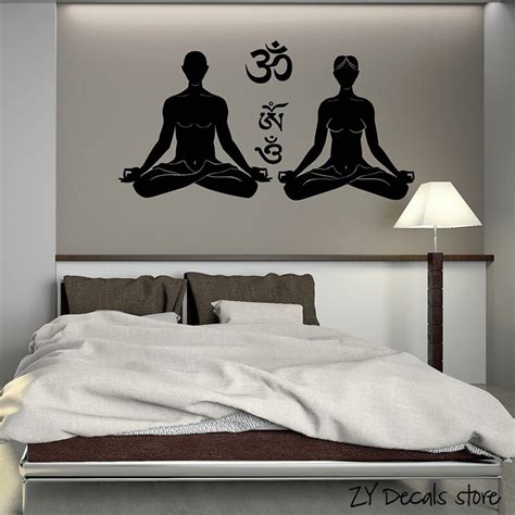 Yoga Couple Wall Decals Om Mantra Meditation Buddhism Wall Stickers