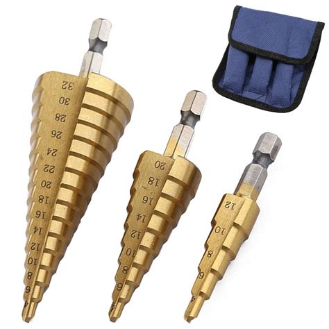 Buy 3Pcs HSS Titanium Step Drill Bit Set Online Kosovo Ubuy