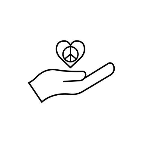 Peace Line Symbol Hand And Love In Peace Icon Design Template Vector