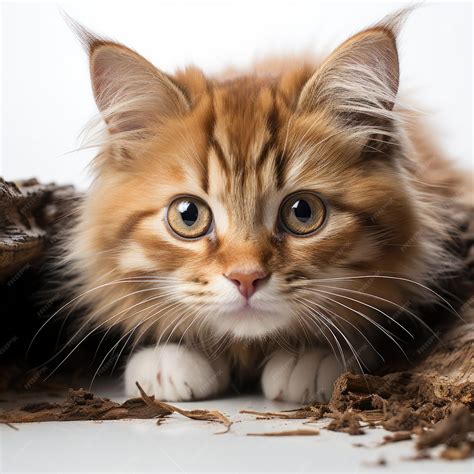 Premium AI Image | Curious Siberian Forest Cat Kitten Peeking