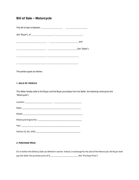 Free Printable Motorcycle Bill Of Sale Templates [PDF, Word]