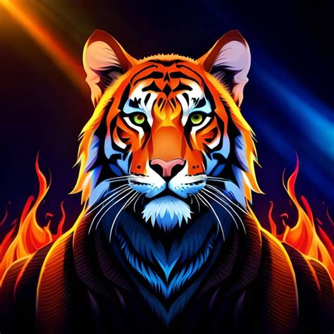 Premium Ai Image A Tiger With Flames On His Face Is Shown In This