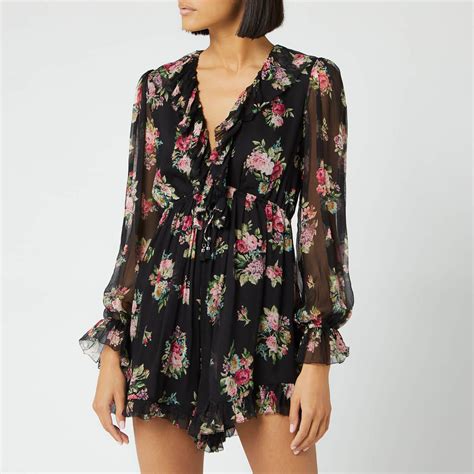 Zimmermann Womens Honour Floating Playsuit Black Floral Free Uk