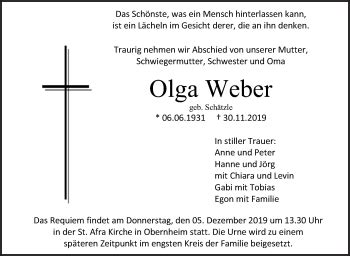 Traueranzeigen Von Olga Weber Schwaebische De Trauerportal