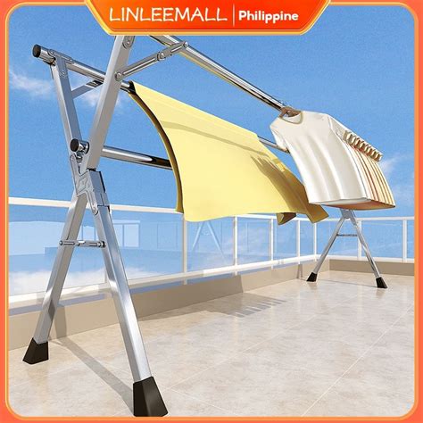 foldable sampayan stainless clothes rack  wheel laundry drying rack
