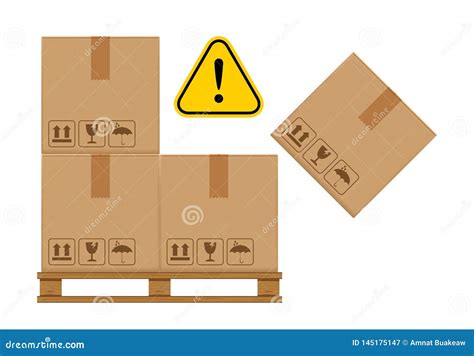 Boxes On Wooded Pallet Brown Closed Carton Delivery Packaging Boxes