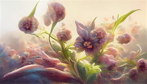 Premium AI Image | Painted pink flowers beautiful landscape