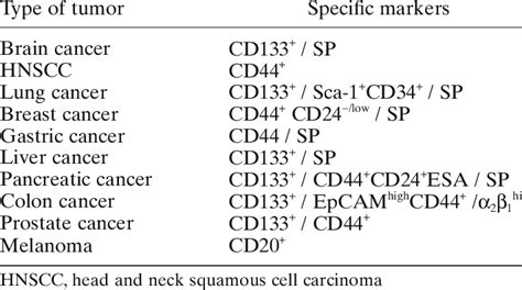 Tumor-initiating cells in several types of solid tumors | Download Table