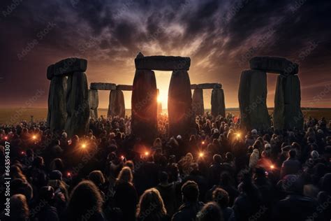 mystical stonehenge solstice druids celebrating   ancient