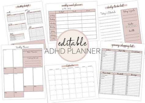 EDITABLE Nude Color Pallet ADHD Planner Minimalist Productivity Planning Pages Digital Life