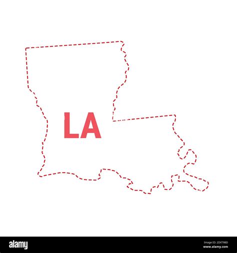 Louisiana Us State Map Outline Dotted Border Vector Illustration Two