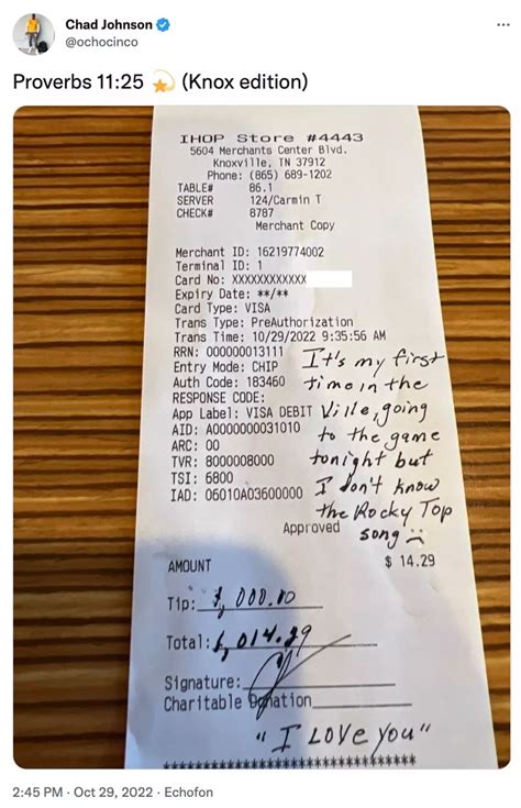 Former NFL player praised for leaving IHOP server $1,000 tip on $14