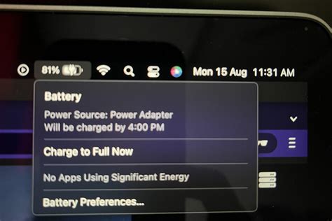 The battery optimisation is on, and the power source is power adapter