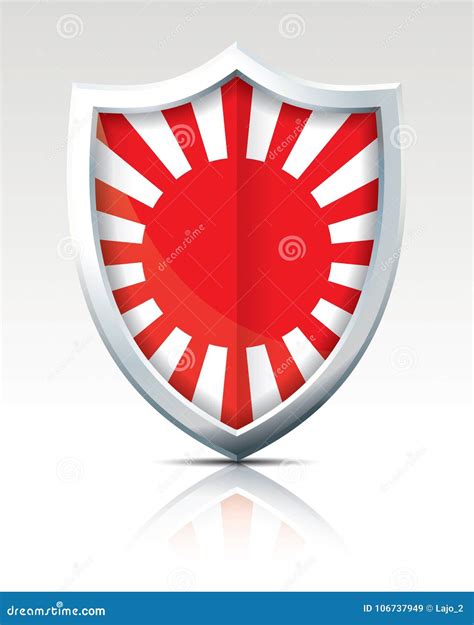 Shield With Flag Of Japanese War Stock Vector Illustration Of