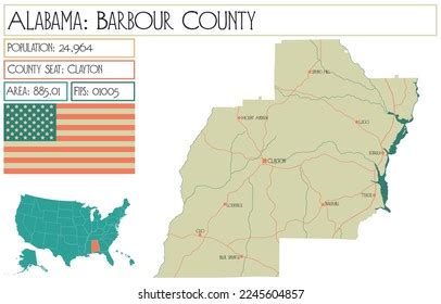 Large Detailed Map Barbour County Alabama Stock Vector Royalty Free