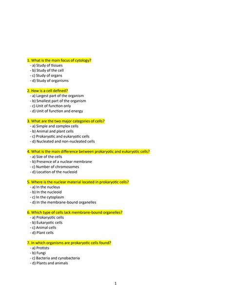 Solution Cytology Mcq N Studypool