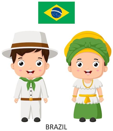 Una Pareja Brasileña De Dibujos Animados Con Trajes Tradicionales