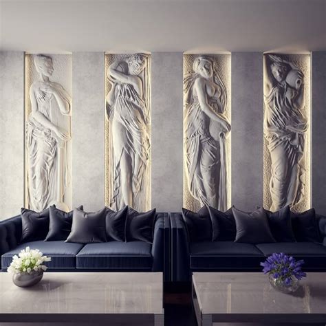 Барельеф 4 статуи | Interior wall design, Living room designs, Wall design