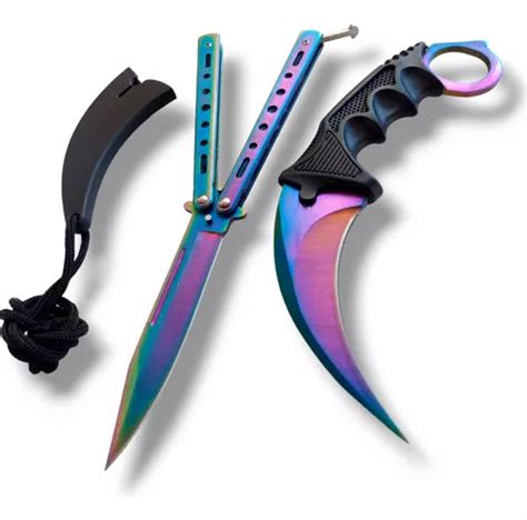 Set Combo Cuchillo Kerambit Navaja Mariposa Filo Cs Go Torna