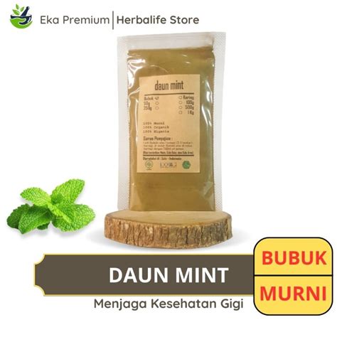 Jual Daun Mint Bubuk Pepermin Kering Asli Ramuan Rempah Herbal Murni