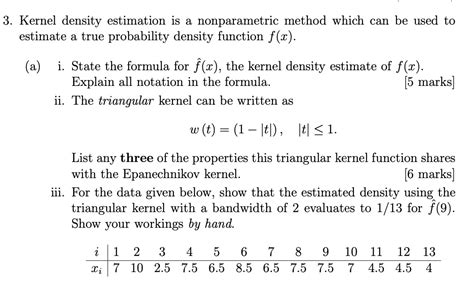 Solved Kernel Density Estimation Is A Nonparametric Method