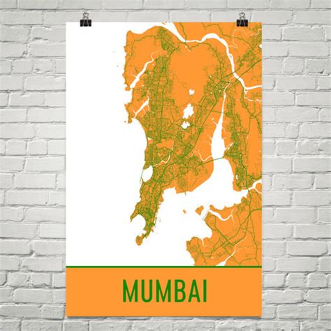 Mumbai Map Mumbai Art Mumbai Print Mumbai India Poster - Etsy