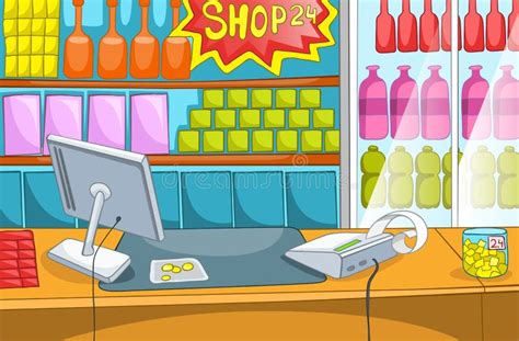 Cartoon Background Of Supermarket Stock Illustration Illustration Of