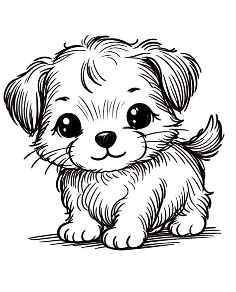 Desenhos de Cachorro Kawaii Imprimível para Colorir e Imprimir ...