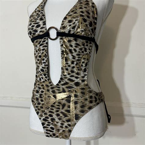 Y2k Guess Leopard Print One Piece Bikini Marked A Depop