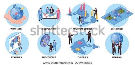 Set Eight Isolated Geopolitics Compositions Text Stock Vector Royalty