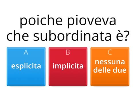 Subordinate Esplicite E Implicite Quiz