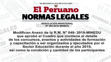 Modifican Anexo De La R M N° 049 2019 Minedu Que Aprobó El Cuadro Que