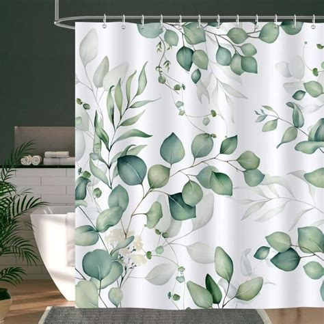 Rideau De Douche Feuilles D Eucalyptus Plante Verte 180 X 180 Cm Rideau