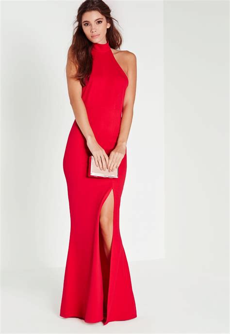 Robe Rouge Longue Fendue Marina Mode