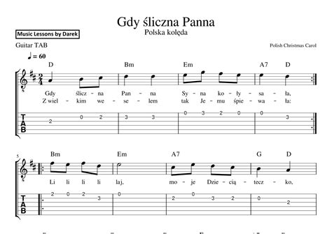 Gdy Sliczna Panna Polish Christmas Carol Guitar Tab Arr Darek