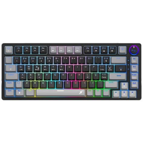 Teclado Gamer SuperFrame Ribbon Wireless RGB Switch Red ABNT Hot Swap Black Grey