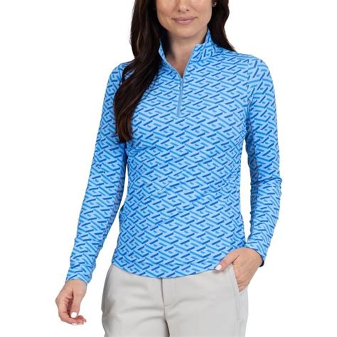 Ibkul Womens Fatima Print Long Sleeve Mock Neck Golf Top Carls Golfland