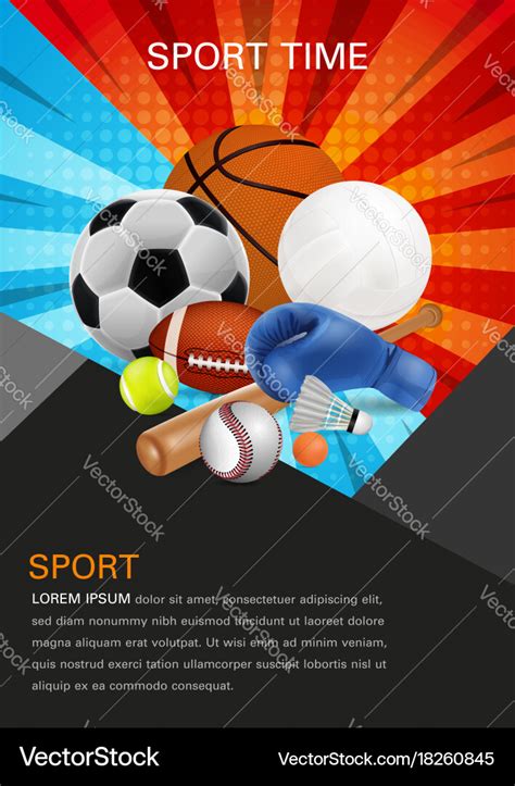 Sport equipment poster design Royalty Free Vector Image