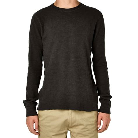 Rrl Garment Dyed Waffle Knit Crew Neck Faded Black End