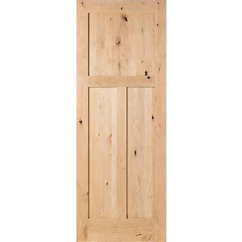 Krosswood Doors 36 In X 96 In Rustic Knotty Alder 3 Panel Unfinished Wood Front Door Slab Ka