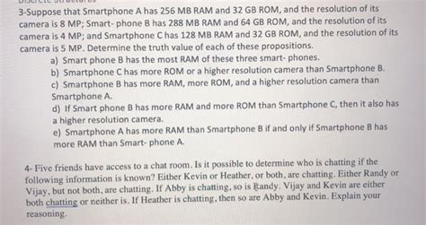 Solved 3 Suppose That Smartphone A Has 256 MB RAM And 32 GB Chegg