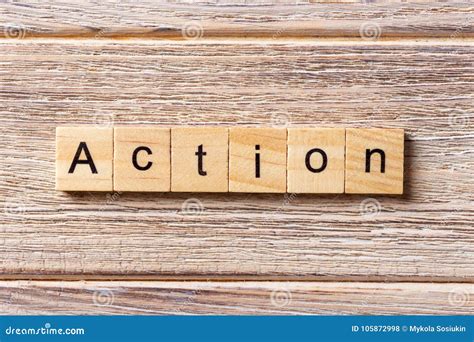 Action Word Written On Wood Block Action Text On Table Concept Stock