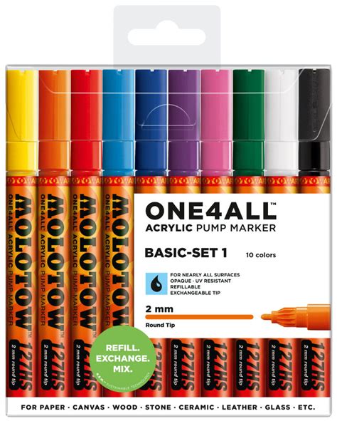 MOLOTOW ONE4ALL Acrylic Pump Marker 127 HS Basic Set 1 2 Mm