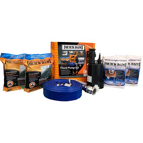 Quick Dam Emergency Flood Pump Kit with 10 Flood Barriers, Model# QDPK3 ...