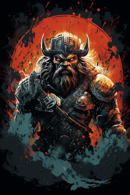 Premium AI Image | Tshirt Design of Viking Berserker in a Frenzied Rage ...