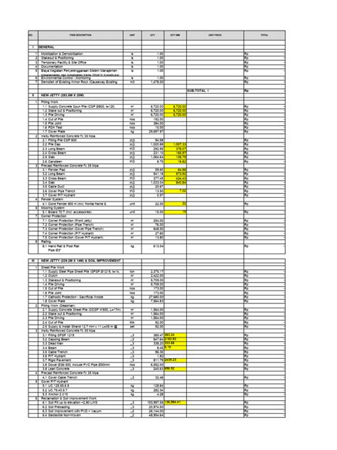 Boq Tender Marunda Terminal Center Pdf Deep Foundation Concrete