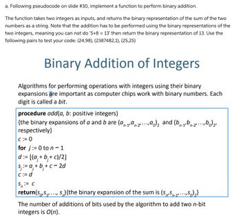 Answered A Following Pseudocode On Slide Bartleby