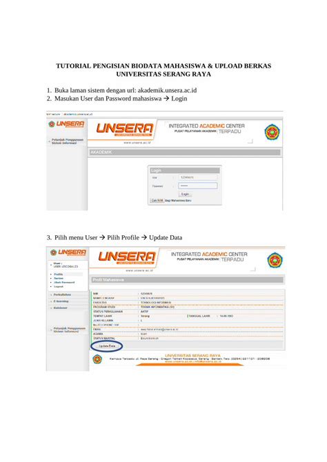 Pdf Tutorial Pengisian Biodata Mahasiswa Upload Akademik Unsera Ac