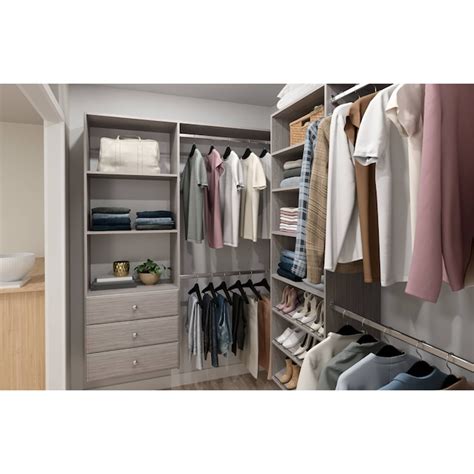 Easy Track 3.05-ft to 5.05-ft W x 6-ft H Weathered Grey Solid Shelving Wood Closet System PH197 ...